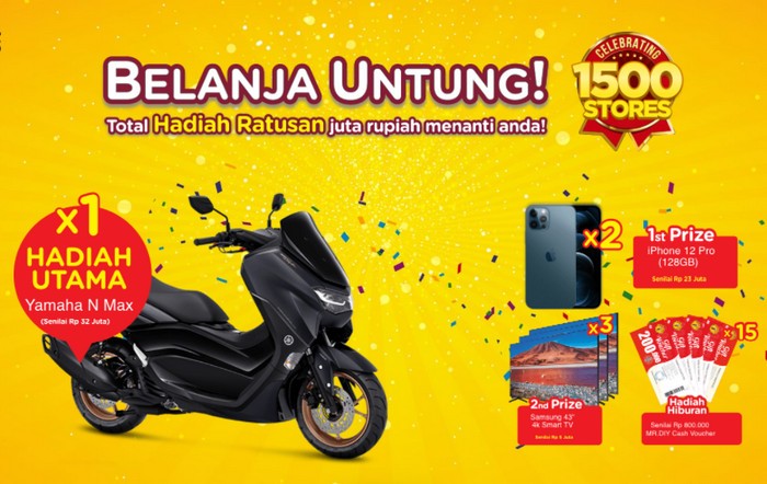 Undian Belanja Untung MR DIY Berhadiah Yamaha NMax, iPhone, TV, dll