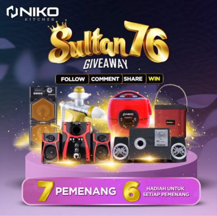 Giveaway Repost Sultan 76 Berhadiah 42 Produk Niko untuk 7 Pemenang