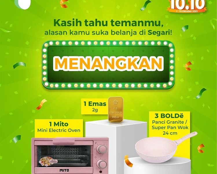 Giveaway Segari 10.10 Berhadiah Emas, Mito Oven Mini dan Pan Wok