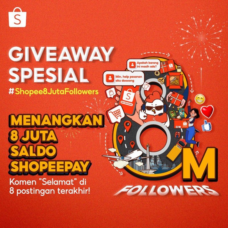 Giveaway Shopee 8 Juta Followers Berhadiah Saldo Total 8 Juta Rupiah