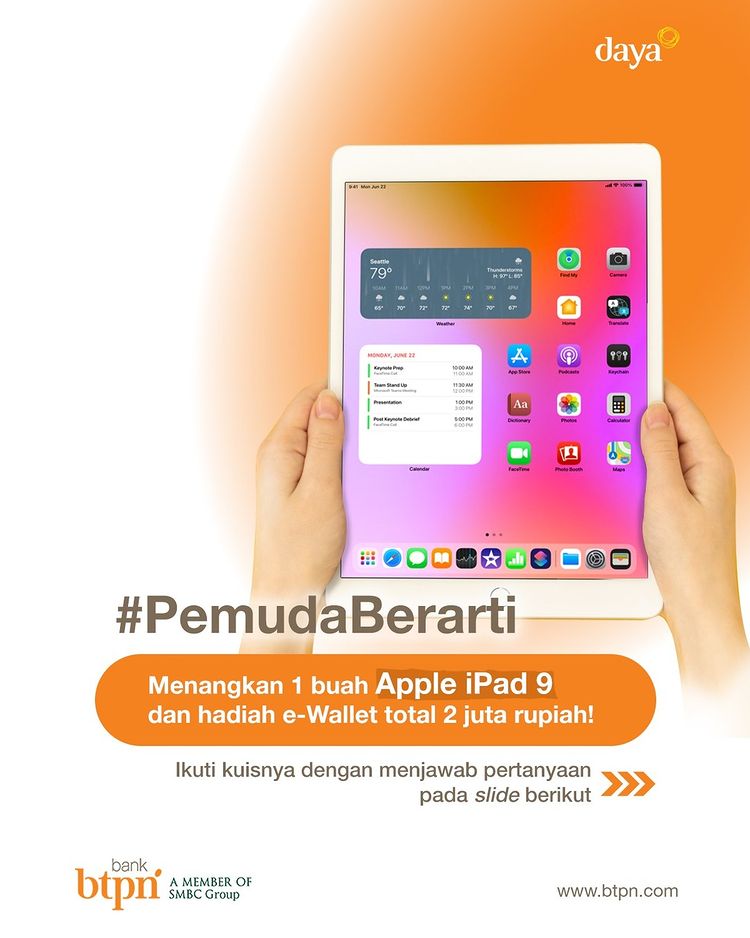 Kuis BTPN Pemuda Berarti Berhadiah iPad 9 & E-Wallet Total 2 Juta Rupiah