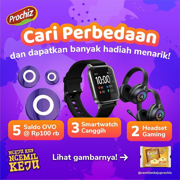 Kuis Cari Perbedaan Berhadiah 5 Smartwatch, 2 Headphone & Saldo OVO