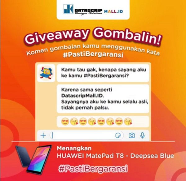 Kuis Gombalin Datascrip Mall Berhadiah 1 unit Huawei MatePad T8