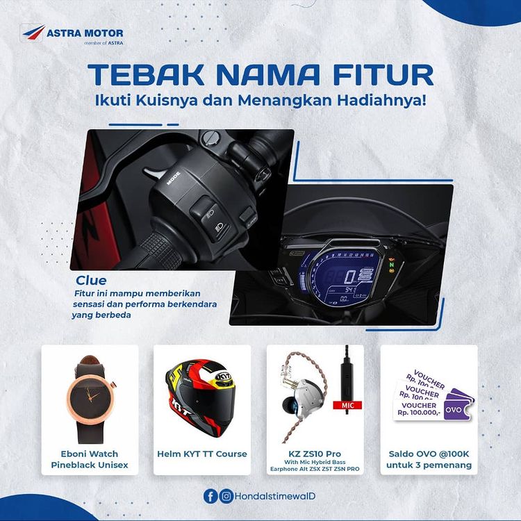 Kuis IG Tebak Nama Fitur CBR250RR Berhadiah Jam, Helm, OVO, dll