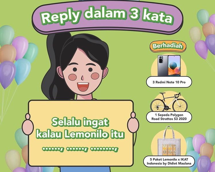 Kuis Lemonilo Anniver5sary Berhadiah 3 Xiaomi Note 10 Pro, Sepeda & Hampers