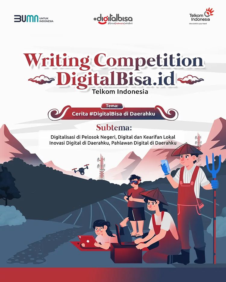 Lomba Menulis DigitalBisa Telkom indonesia (1) Lomba Menulis Digital Bisa Berhadiah Uang Total 7.5 Juta + E-Sertifikat