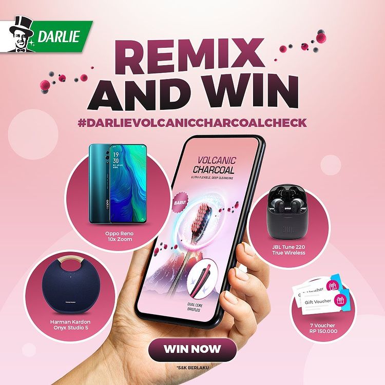 Lomba Remix Reels Darlie Volcanic Charcoal Berhadiah OPPO Reno 10x Zoom