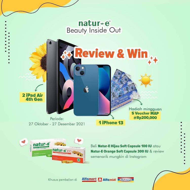 Lomba Review Natur-E Berhadiah iPhone 13, iPad Air & Voucher per Minggu