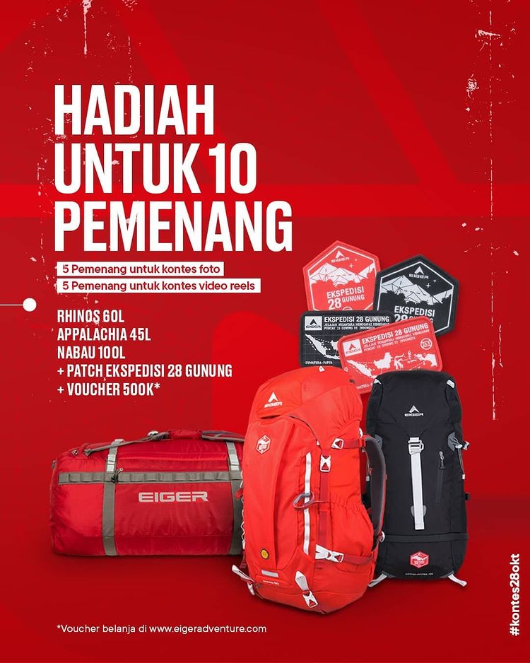 Hadiah Lomba Sumpah Pemuda Berhadiah Produk Eiger Ekspedisi 28 Gunung