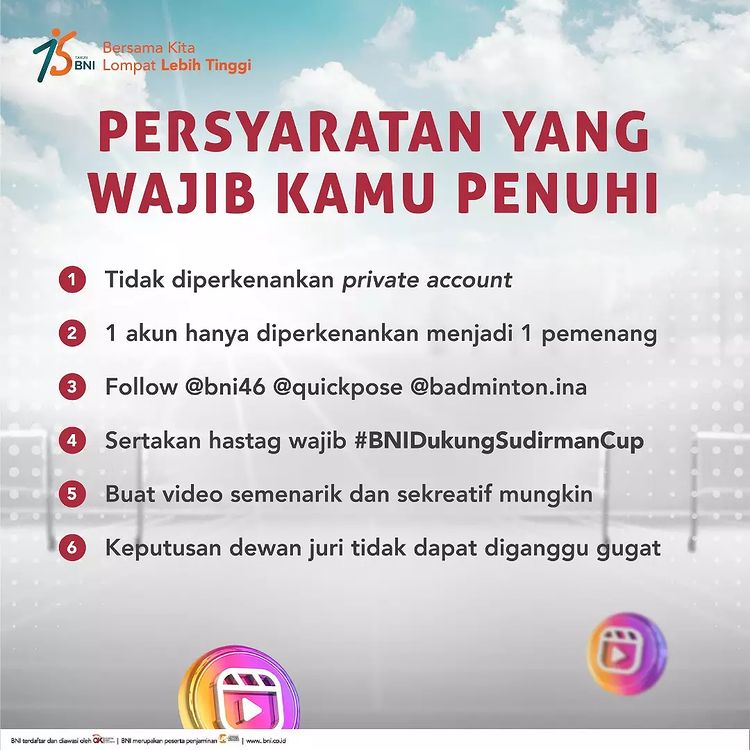 Mekanisme Lomba Video Yel-Yel Dukung Tim Bulutangkis Total 15 Juta!