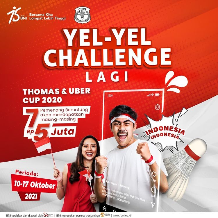 Lomba Yel-Yel Thomas & Uber Cup 2020 Berhadiah E-Money Total 35 Juta