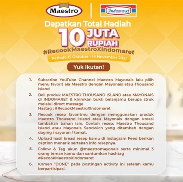 Mekanisme Lomba Recook Maestro Berhadiah Emas, Chopper, Air Fryer & E-Wallet Mekanisme Lomba Recook Maestro Berhadiah Emas, Chopper, Air Fryer & E-Wallet