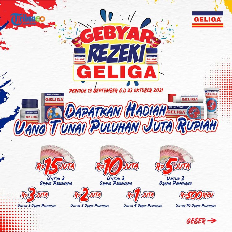 Undian Gebyar Rezeki Balsem Geliga Berhadiah Uang Tunai Total 89 JUTA