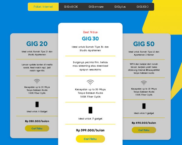 daftar harga paket internet GIG Indosat M2