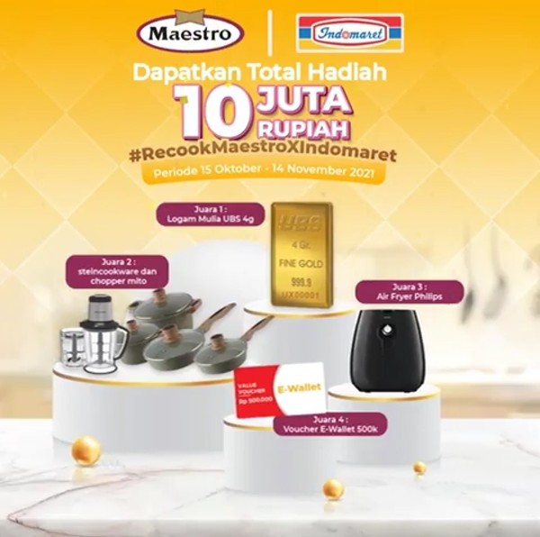 hadiah Lomba Recook Maestro Berhadiah Emas, Chopper, Air Fryer & E-Wallet