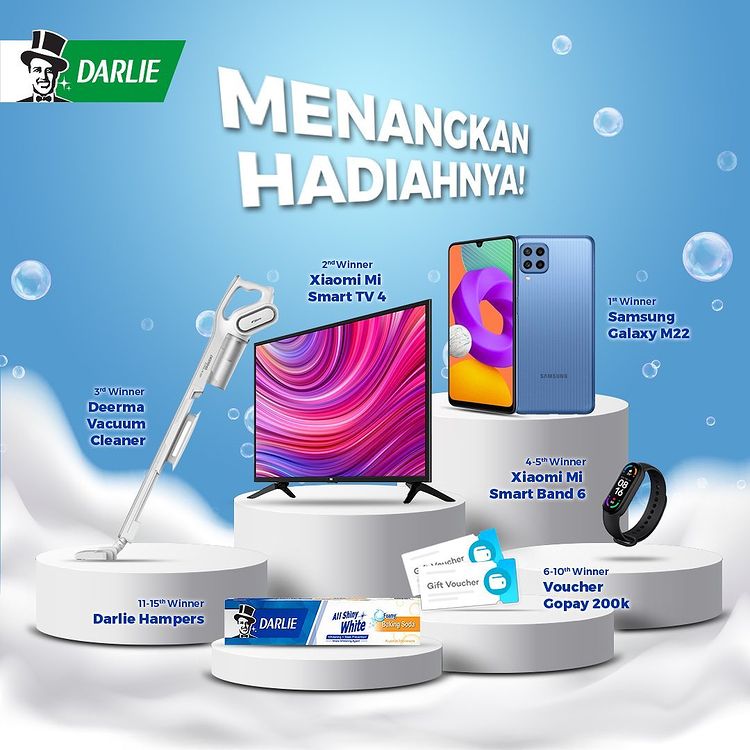 Hadiah Lomba 14 Day Darlie Baking Soda Hadiah SAMSUNG M22, Smart TV, dll