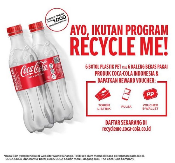 Kirim Botol Bekas Coca-Cola, Tukar Hadiah Token Listrik, Pulsa & E-Wallet