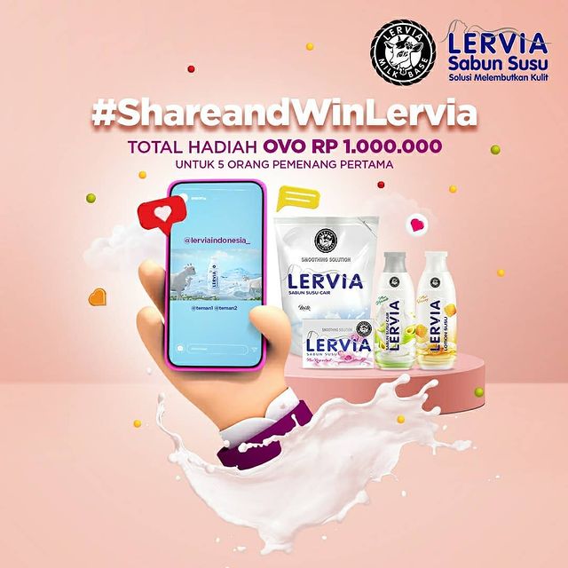 Kuis Share & Win Lervia Berhadiah Saldo OVO Total 1 Juta Rupiah