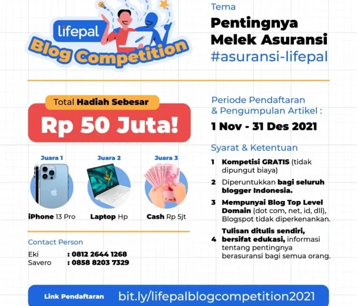 Lomba Blog Pentingnya Melek Asuransi Hadiah iPhone 13, Laptop & Uang