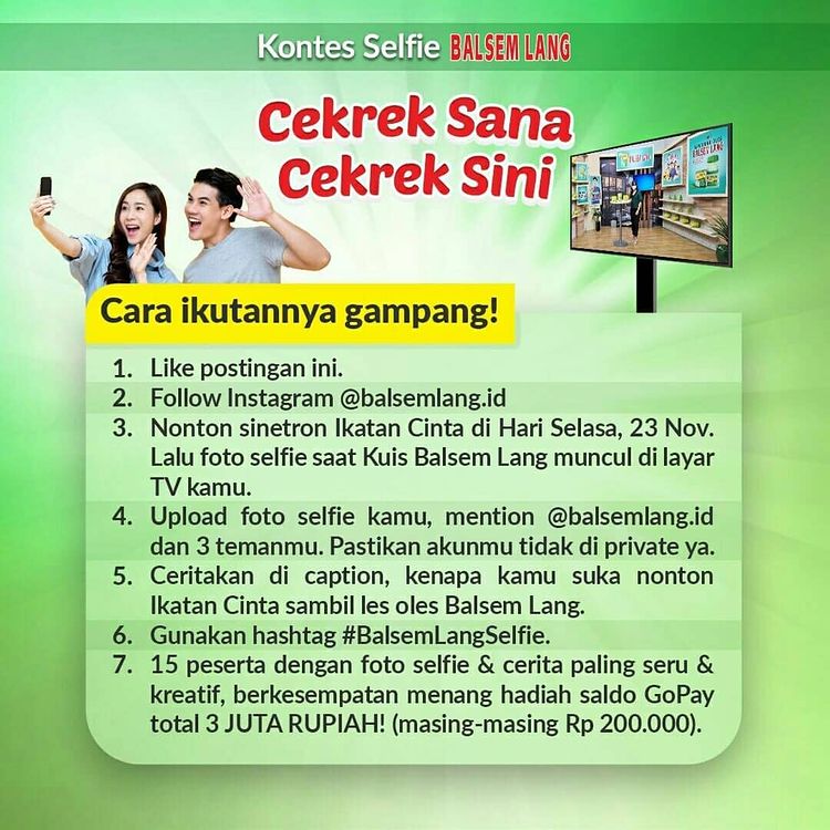 Lomba Foto Balsem Lang Ikatan Cinta Berhadiah Total 3 Juta Rupiah