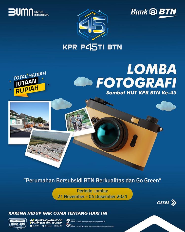 Lomba Foto HUT KPR BTN ke-45 Berhadiah Uang Total 45 Juta Rupiah