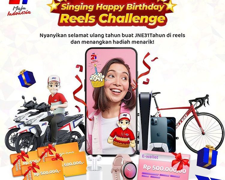 Lomba Reels Singing Happy Birthday JNE Berhadiah iPhone 12, Motor, dll