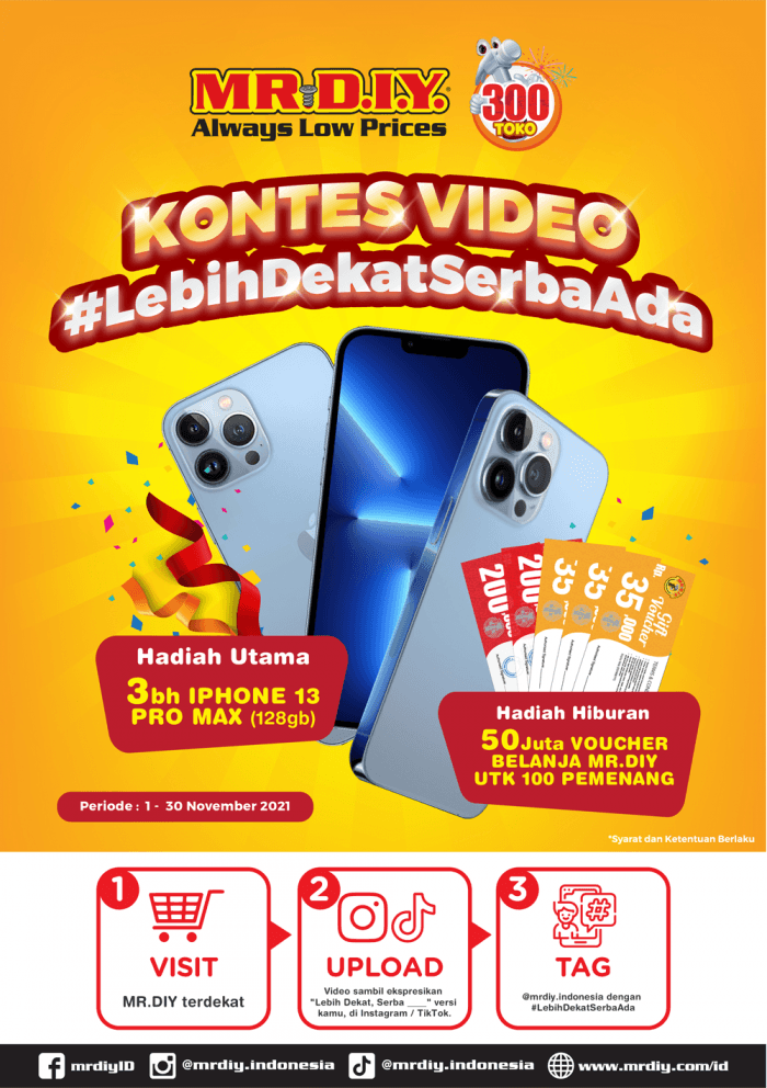 Lomba Video Lebih Dekat Serba Ada Berhadiah 3 unit iPhone 13 PRO MAX!