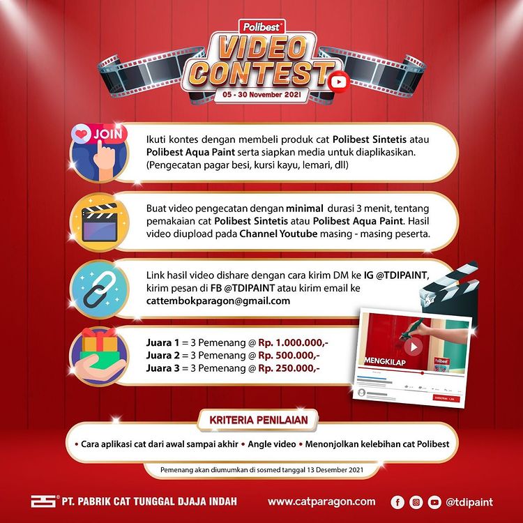 Lomba Video Ngecat Pakai Polibest Berhadiah Total 1.750.000 IDR (2) Mekanisme Lomba Video Ngecat Pakai Polibest Berhadiah Total 1.750.000 IDR