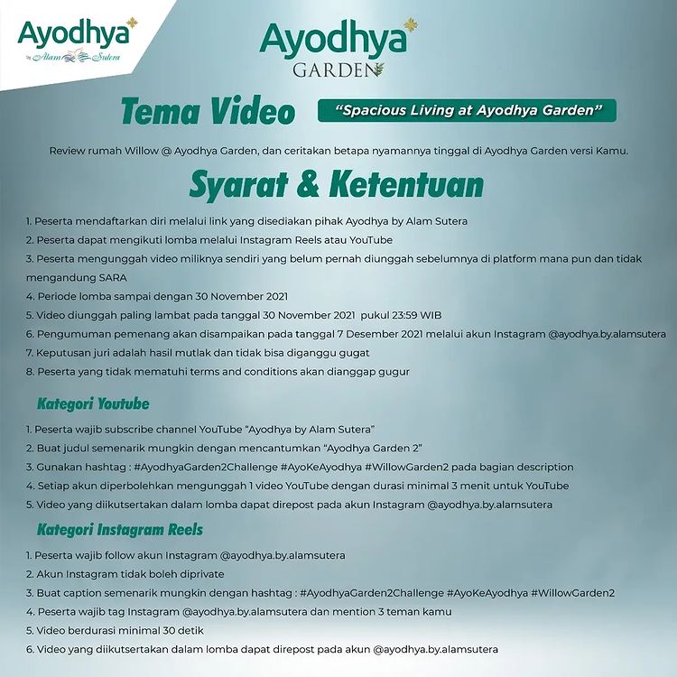 Mekanisme Lomba Video Review Rumah Ayodhya Berhadiah DJI Osmo Pocket, HP, dll (2)