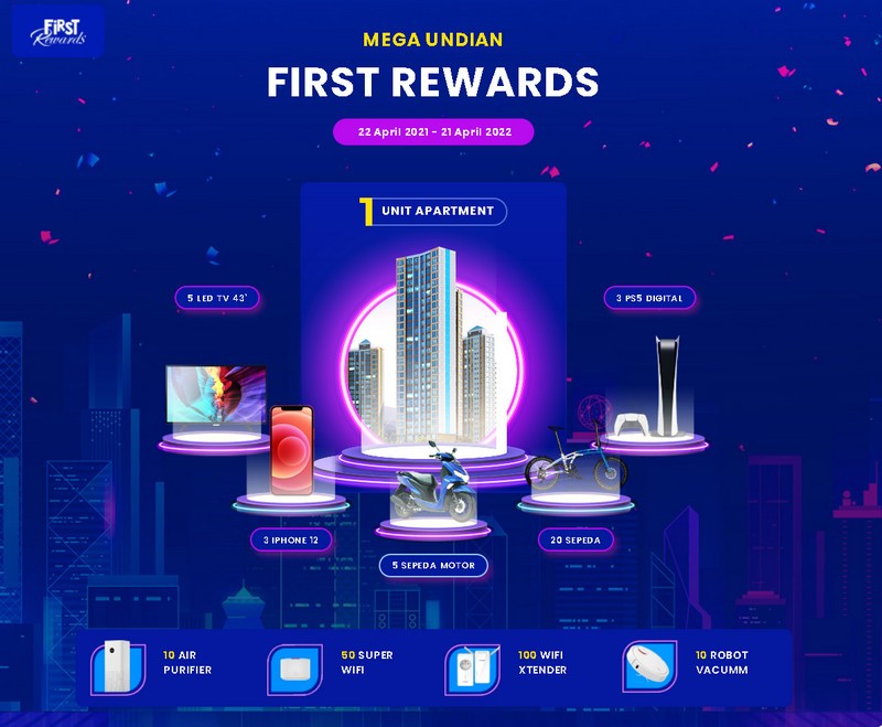 Mega Undian First Media Berhadiah Apartemen, PS 5, Motor, iPhone, dll