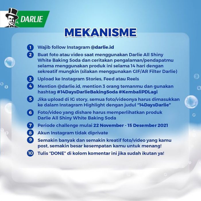 Mekanisme Lomba 14 Day Darlie Baking Soda Hadiah SAMSUNG M22, Smart TV, dll Mekanisme Lomba 14 Day Darlie Baking Soda Hadiah SAMSUNG M22, Smart TV, dll