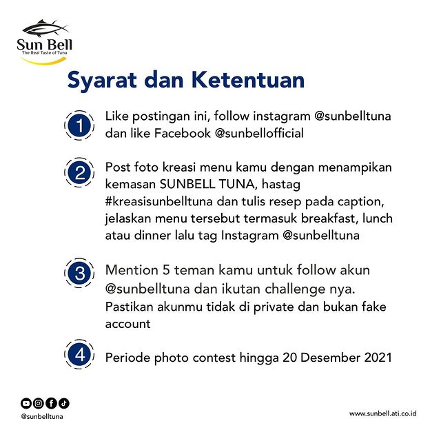 Mekanisme Lomba Kreasi Sunbell Tuna Berhadiah Knife Set, Saldo, Merch & Produk diperpanjang