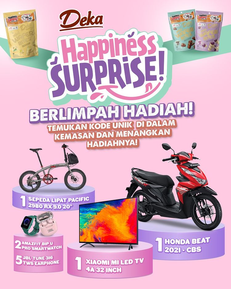 Undian Deka Happiness Surprise Berhadiah Honda Beat, Sepeda, TV, dll