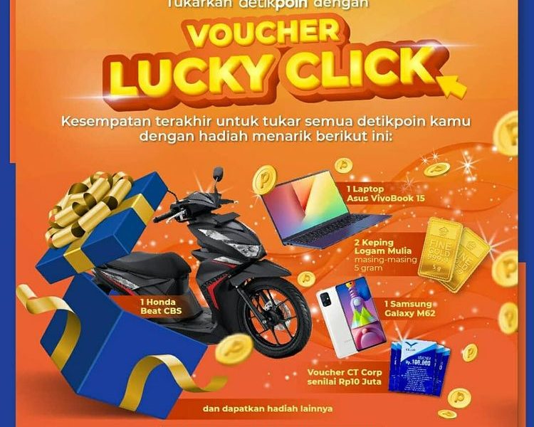 Undian Lucky Click Detikpoin Berhadiah Honda Beat, Laptop, Emas, dll
