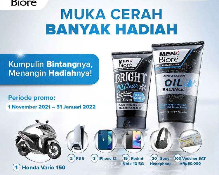 Undian Men's Biore Muka Cerah Berhadiah Honda Vario, PS5, iPhone 12, dll
