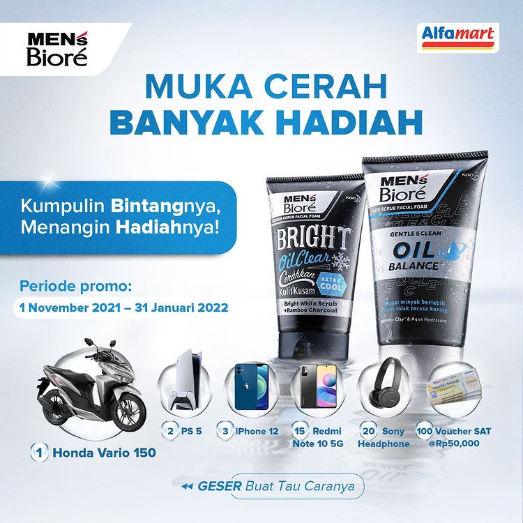 Undian Men's Biore Muka Cerah Berhadiah Honda Vario, PS5, iPhone 12, dll