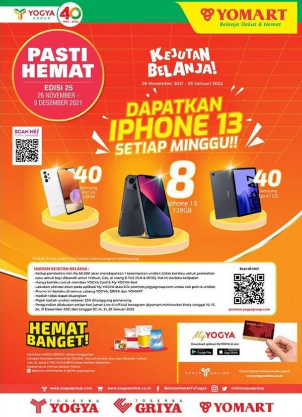 Undian iPhone 13 Tiap Minggu dari Kejutan Belanja Yogya Griya Yomart