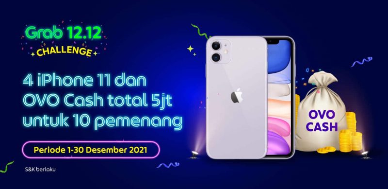 Grab 1212 Tiktok Challenge Berhadiah 4 unit iPhone 11 & OVO