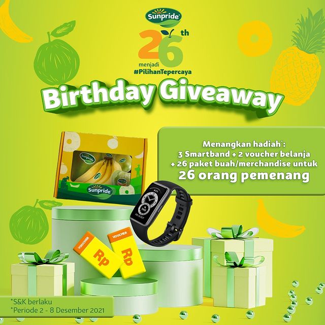 Kuis Birthday Giveaway Sunpride Berhadiah 3 Smartband, Voucher, dll