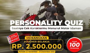 Kuis Personality Motor X Berhadiah Voucher Indomaret Total 2.5 Juta