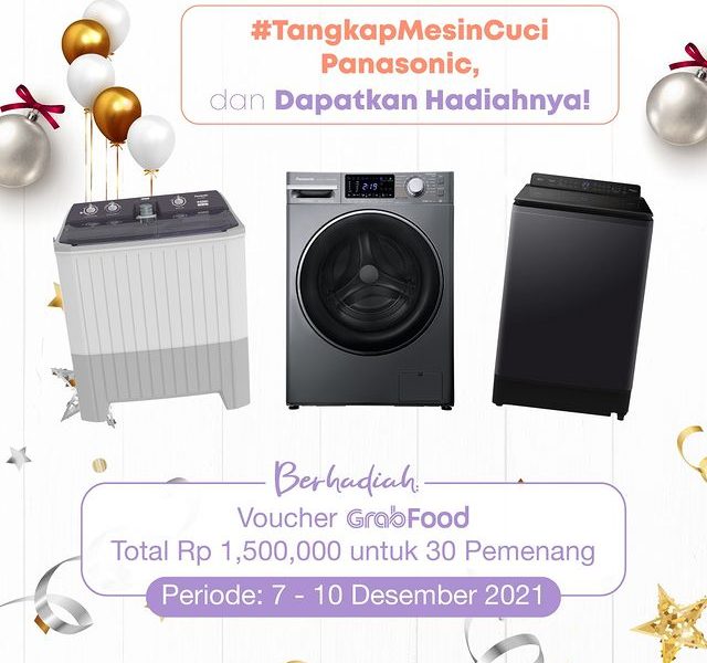 Kuis Tangkap Mesin Cuci Berhadiah Voucher GrabFood Total 1.5 Juta