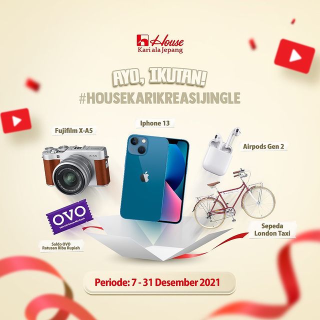 Total Hadiah Lomba House Kreasi Jingle Berhadiah iPhone 13, Fujifilm X-A5, dll