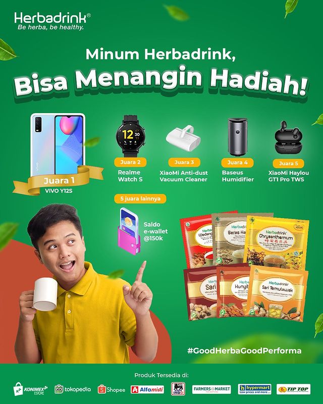 Lomba Video Minum Herbadrink Berhadiah Vivo Y12S, Realme Watch 5