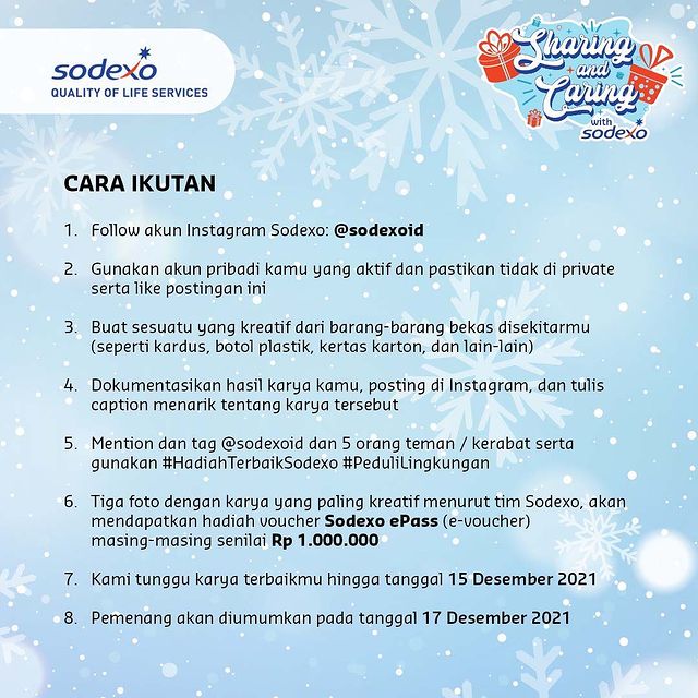 Mekanisme Lomba Kreasi Barang Bekas Berhadiah Voucher Sodexo Total 3 Juta