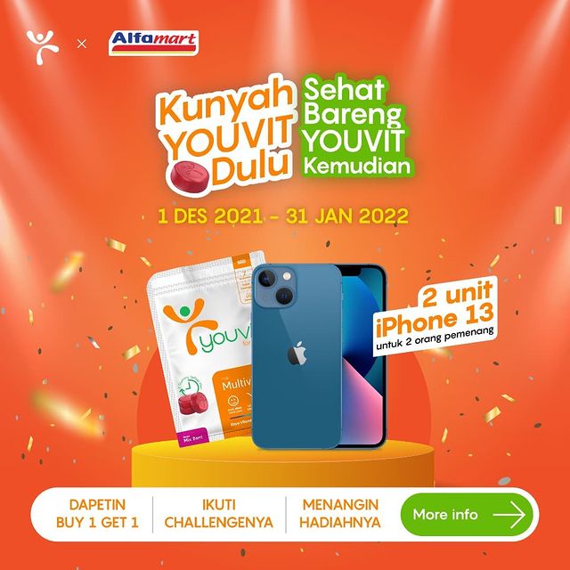 Promo Kunyah Youvit x Alfamart Berhadiah 2 unit iPhone 13