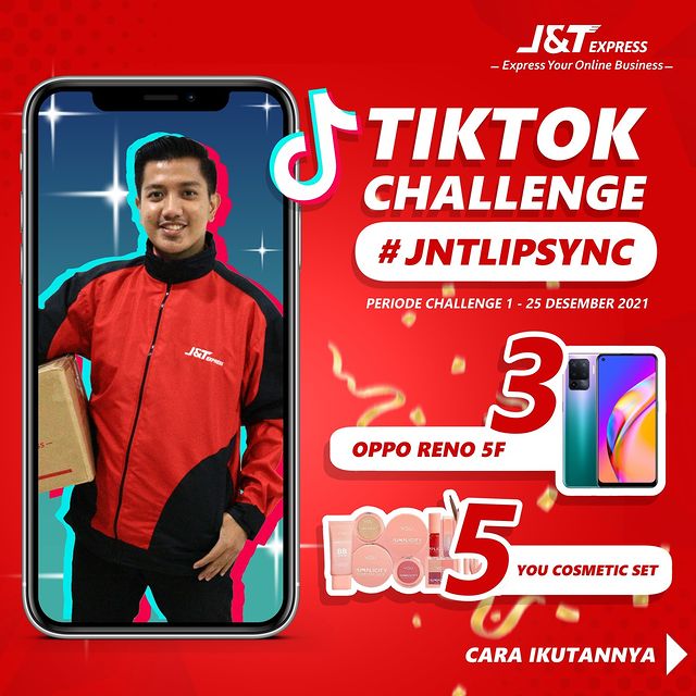 TikTok Challenge Jnt Lip Sync Berhadiah 3 OPPO RENO 5F & Kosmetik
