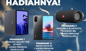 Total hadiah Lomba Foto Bareng Truecaller Berhadiah SAMSUNG Tab A7, Mi Note 10, dll