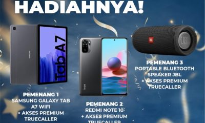Total hadiah Lomba Foto Bareng Truecaller Berhadiah SAMSUNG Tab A7, Mi Note 10, dll
