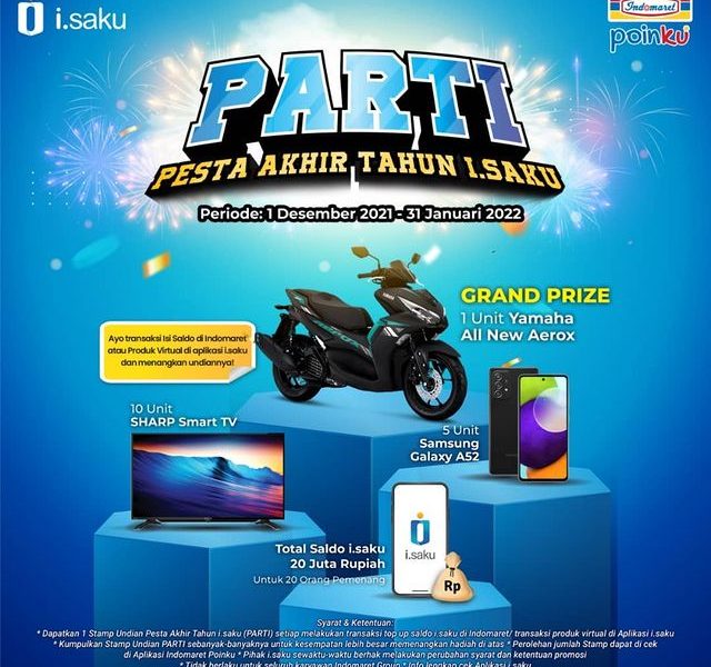 Undian Pesta Akhir Tahun I.Saku Berhadiah All New Aerox, HP & Smart TV