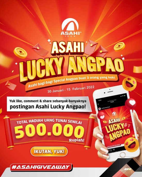 Kuis Asahi Lucky Angpao Berhadiah Uang Total 500.000 IDR